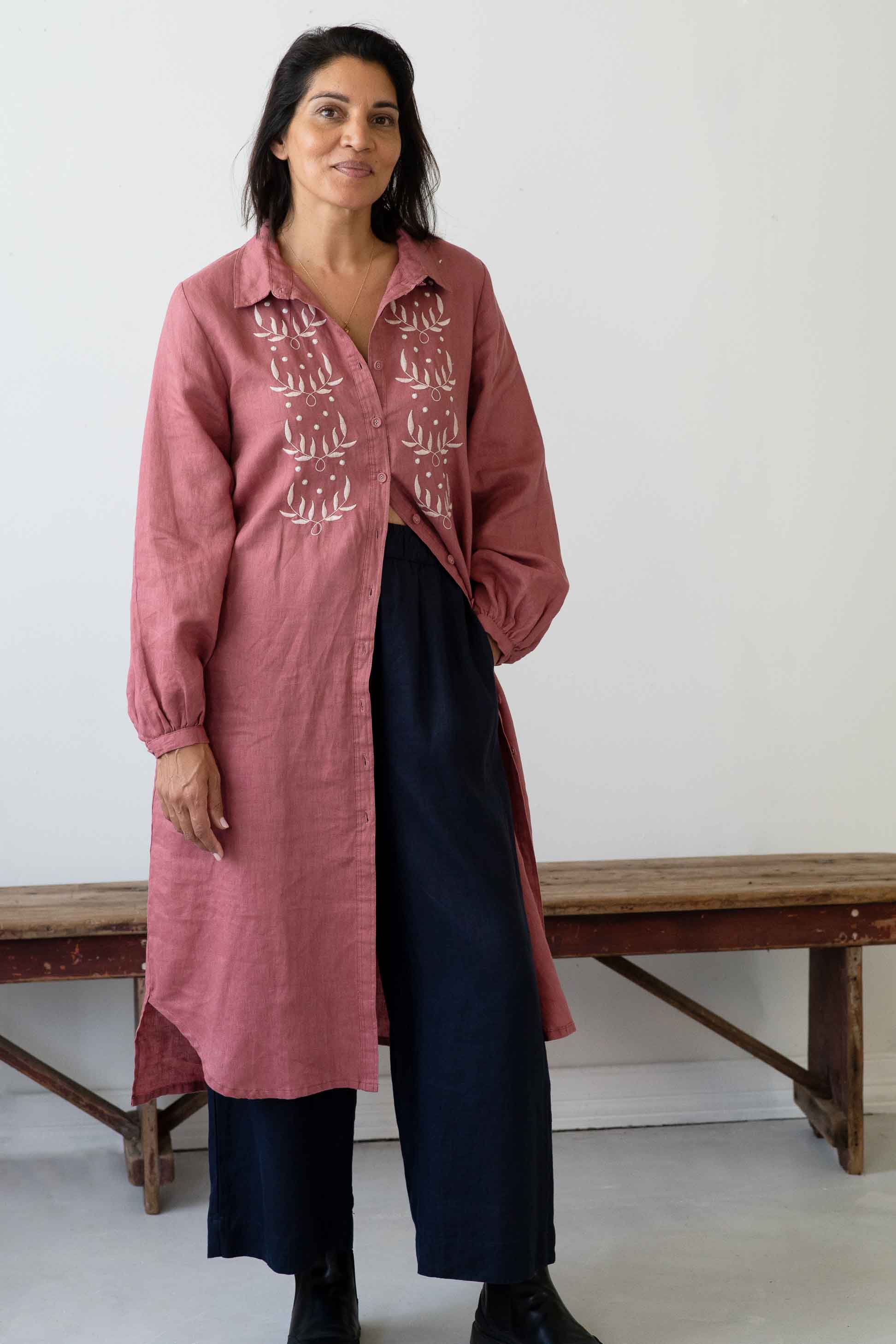 Ivy Linen Dress Rosewood Dresses Lazybones