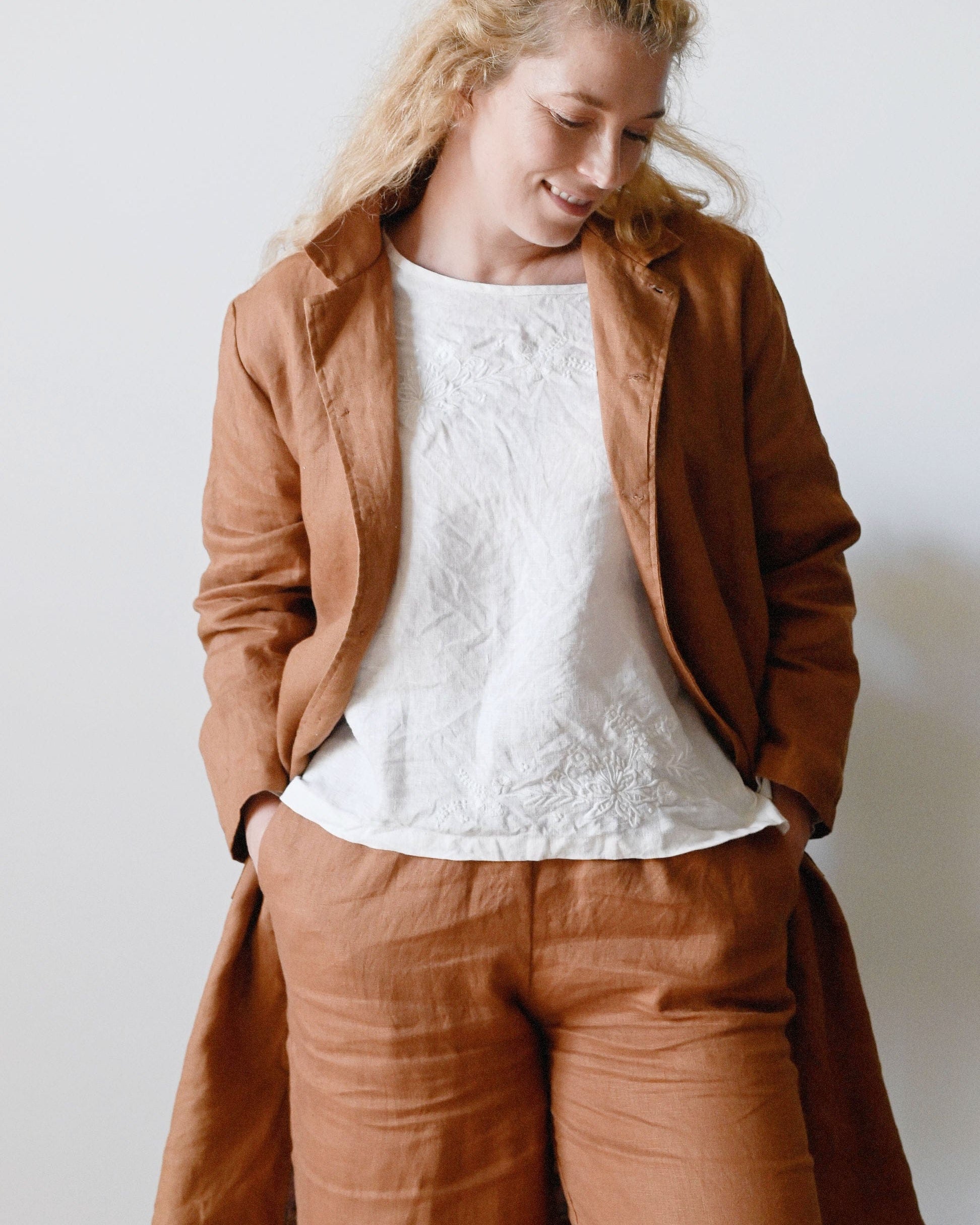 Tessa Pant Tan Linen Bottoms Lazybones