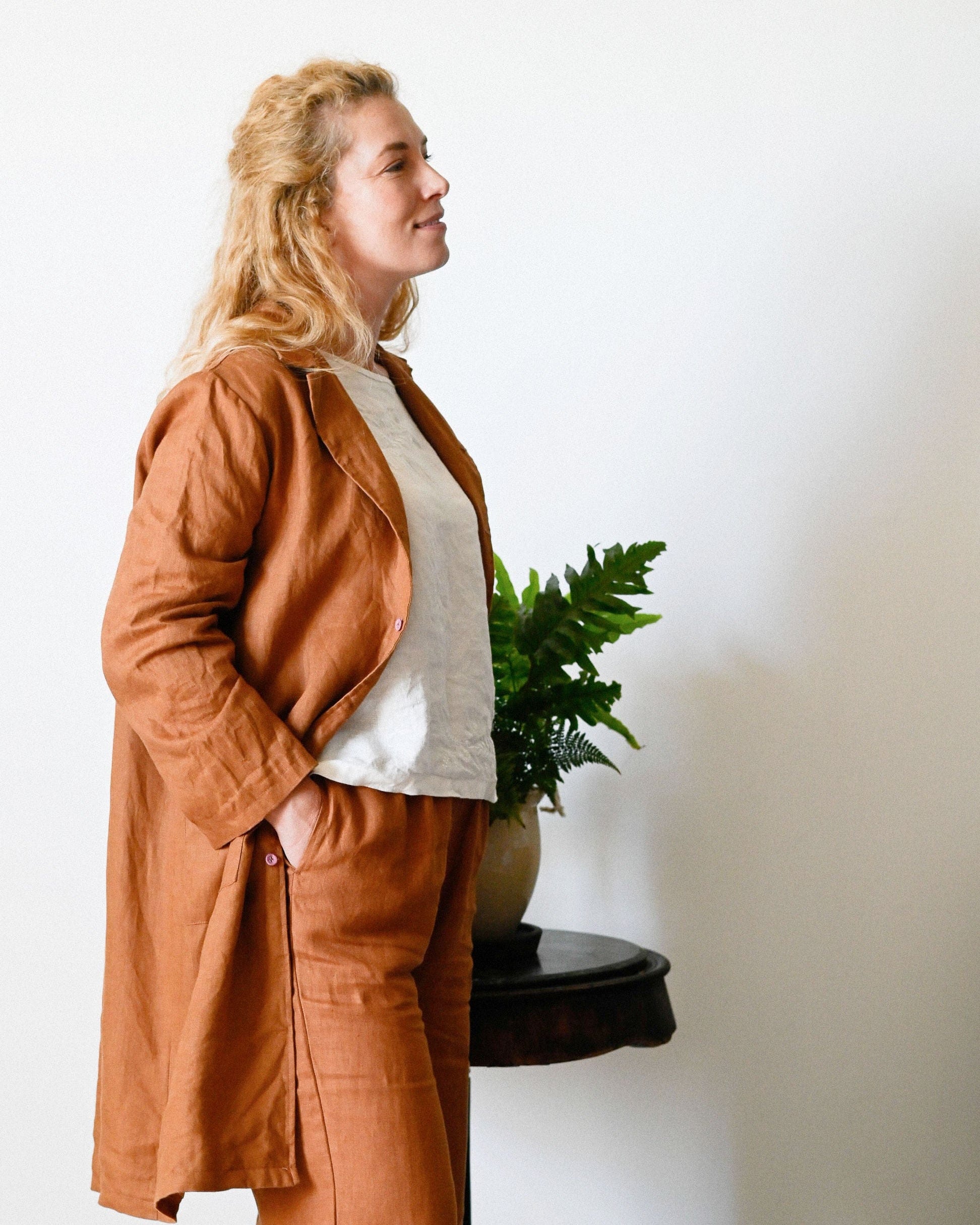 Tessa Pant Tan Linen Bottoms Lazybones