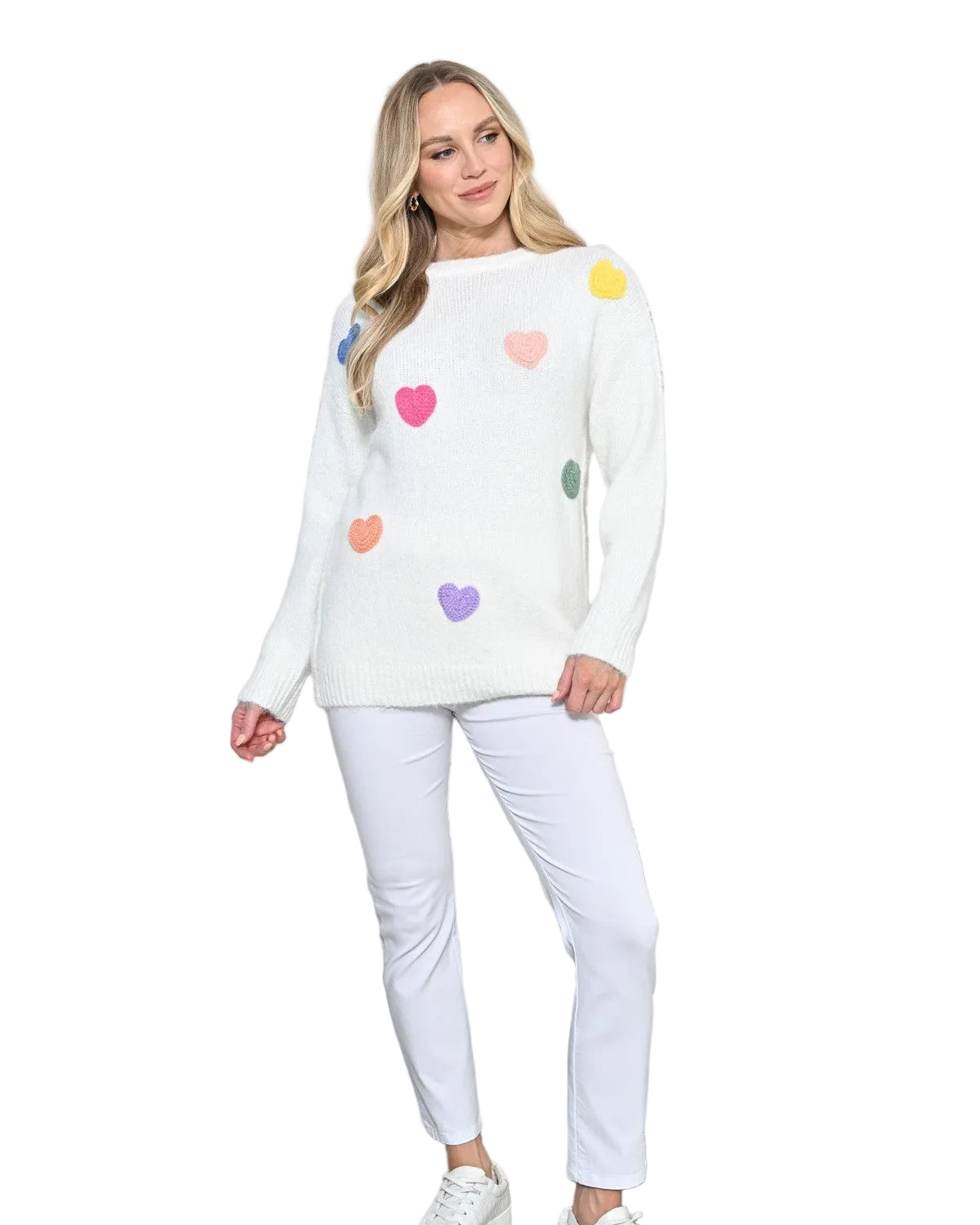 Heart Jumper White Mult Jackets New u Collection SM(6-10)