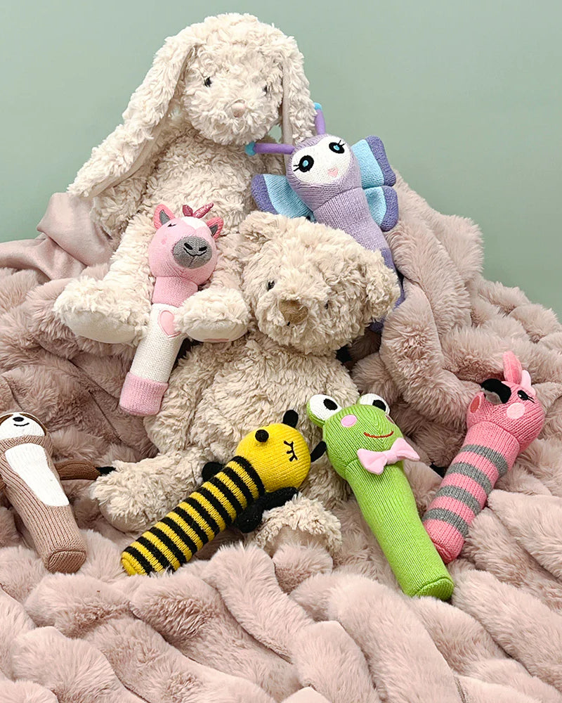 Hand Rattle Knit Pink Galah Gifts and Accessories Annabel Trends