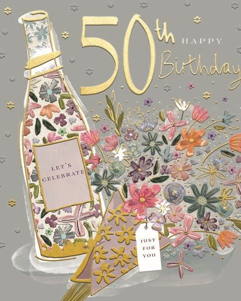 50th Birthday Bouquet Cards and Wrap Waterlyn