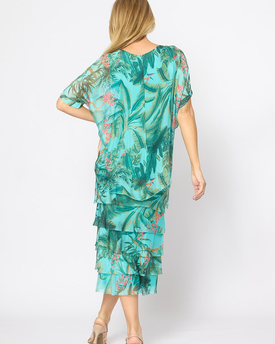 Aqua Garden Print Pant Bottoms La Strada