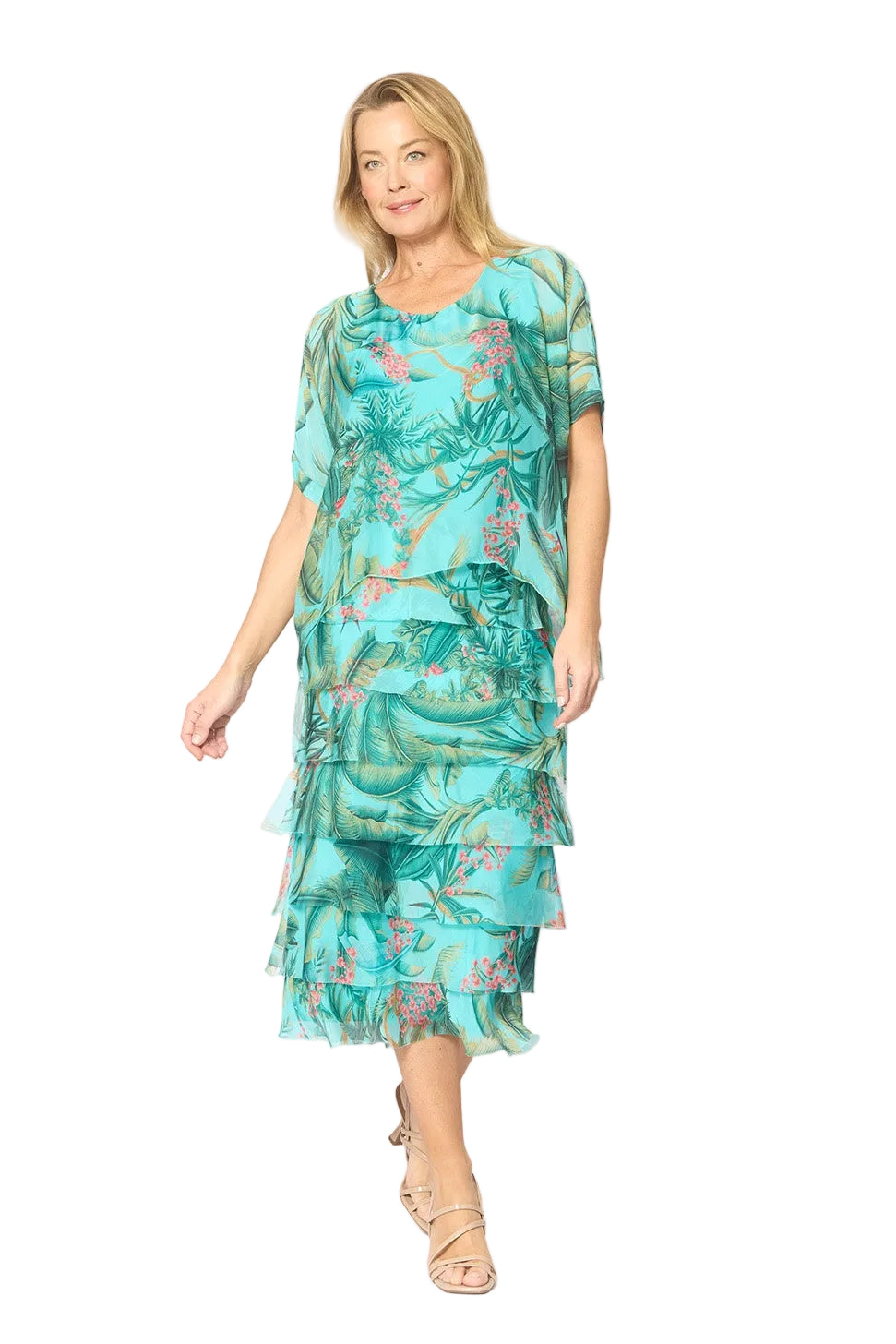 Multi Layers Dress Acqua Garden Print Dresses La Strada S(8)