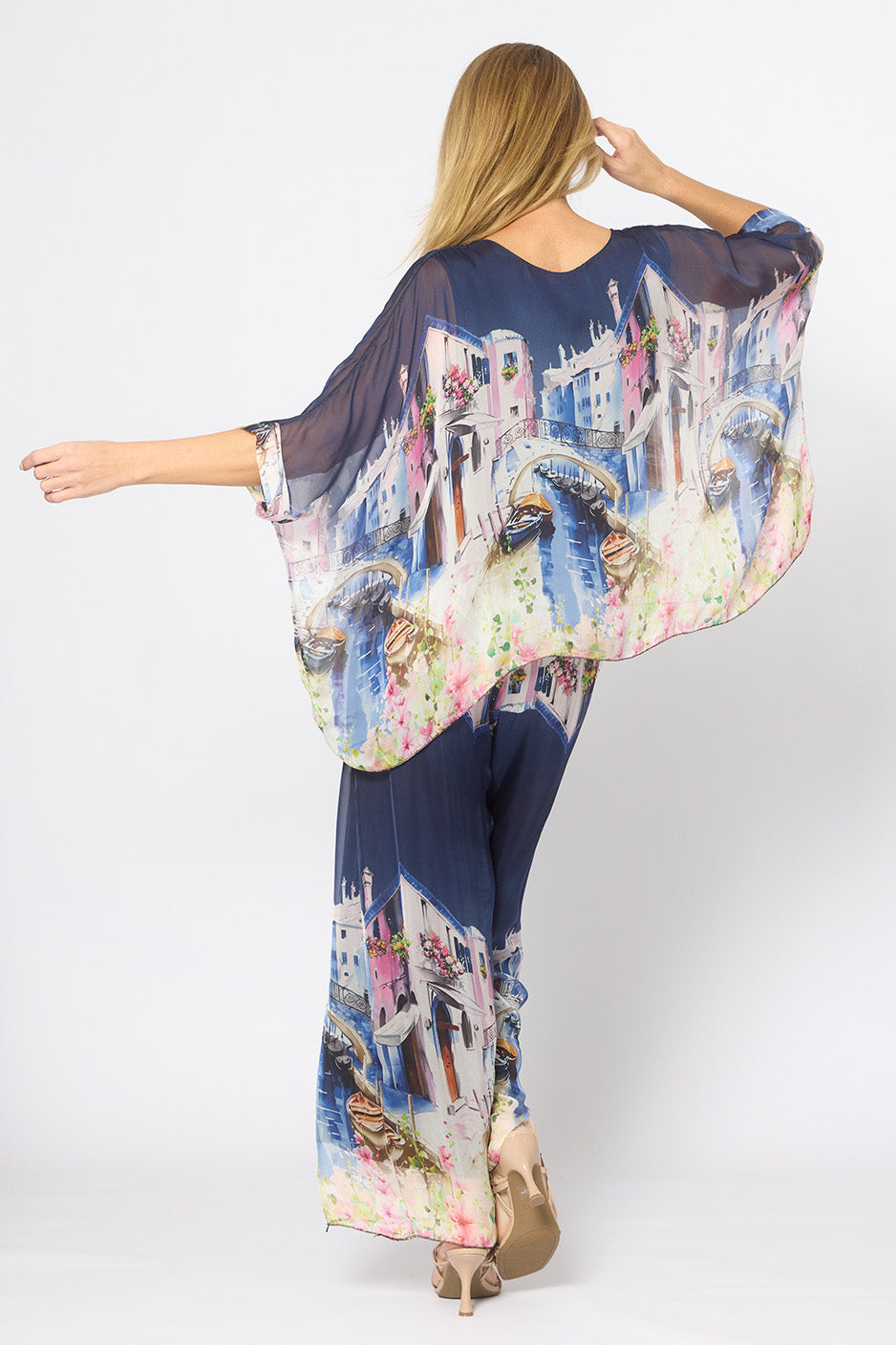 Floral Pant Navy/Pink Bottoms La Strada