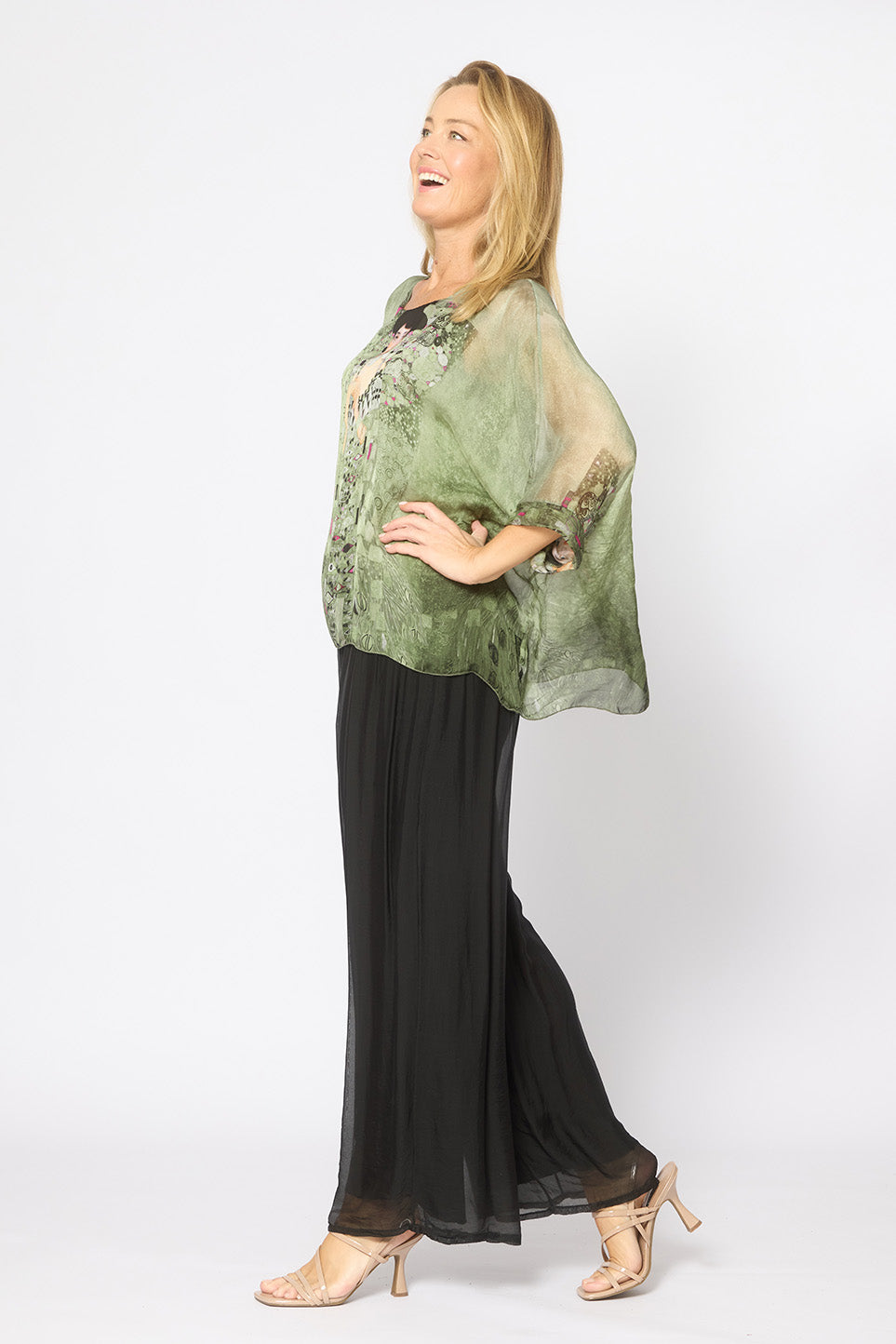Kaftan Top Khaki Print Tops La Strada