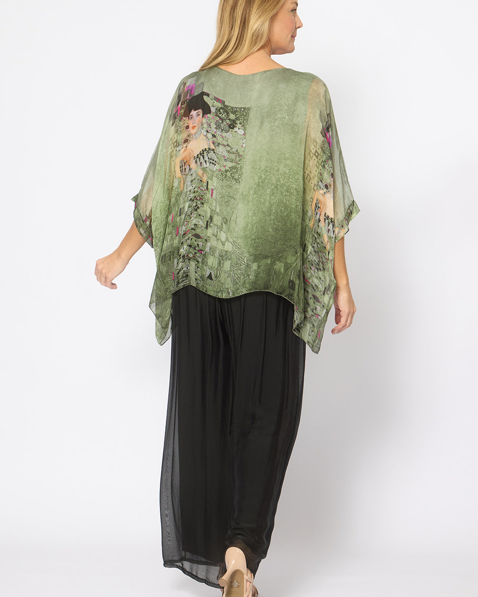 Kaftan Top Khaki Print Tops La Strada