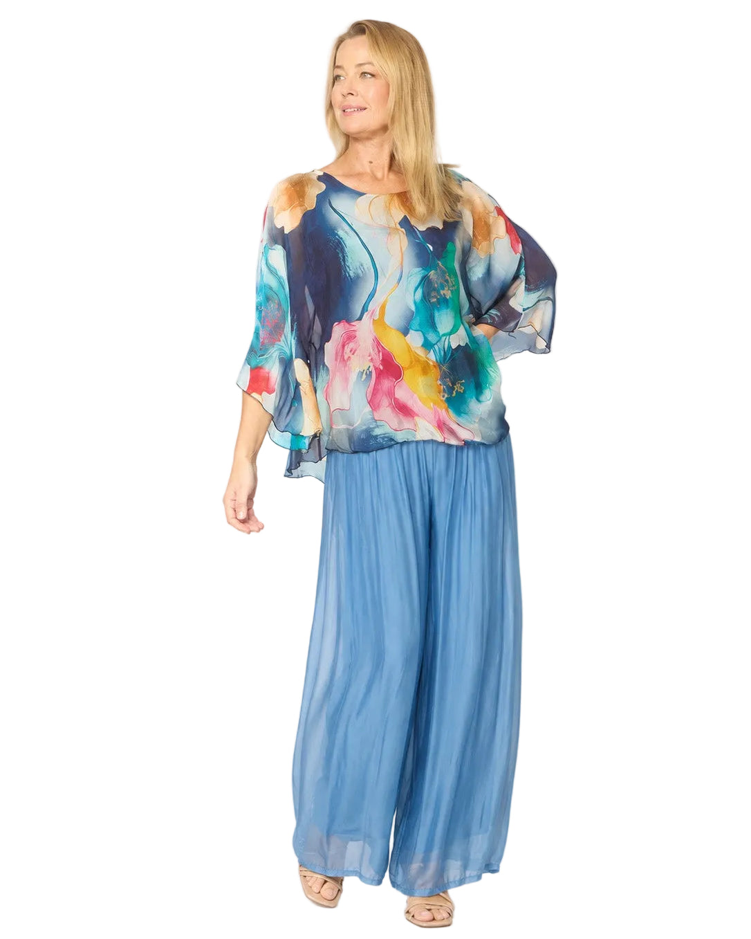 Viscose Pants Blue Jeans Bottoms La Strada S(8-10)