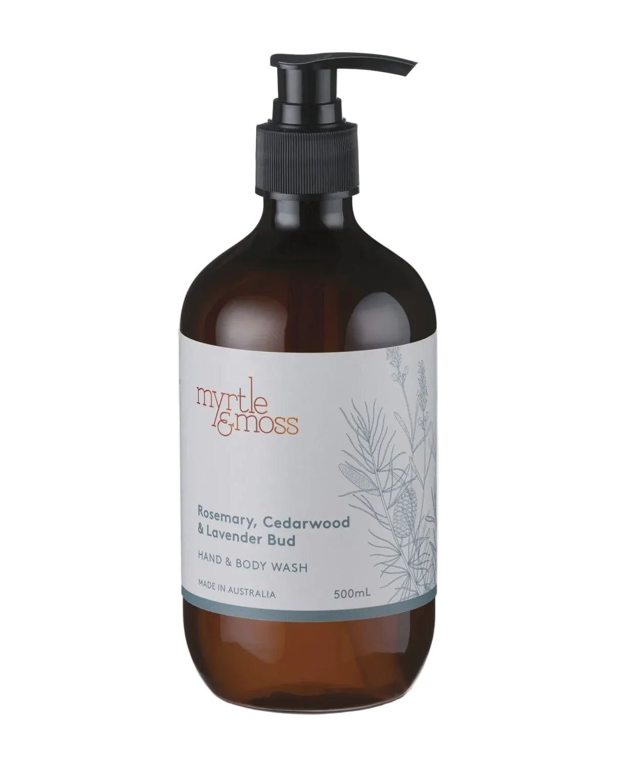 Hand and Body Wash 500ml Rosemary, Cedarwood & Lavender Bud Body Myrtle & Moss
