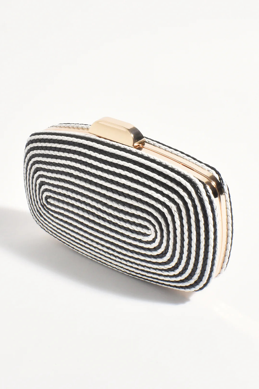 Leela Rope Detail Structured Clutch Black/White - Global Free Style