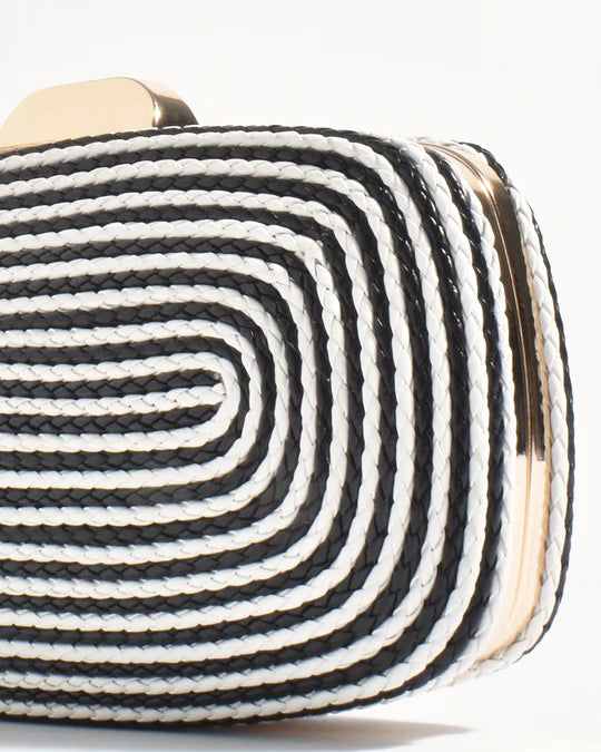Leela Rope Detail Structured Clutch Black/White - Global Free Style