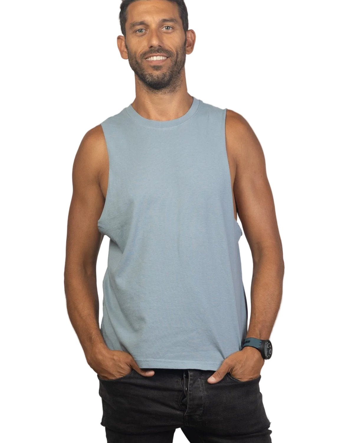 Powder Blue Organic Cotton Tank Top Mens Tops Skumi