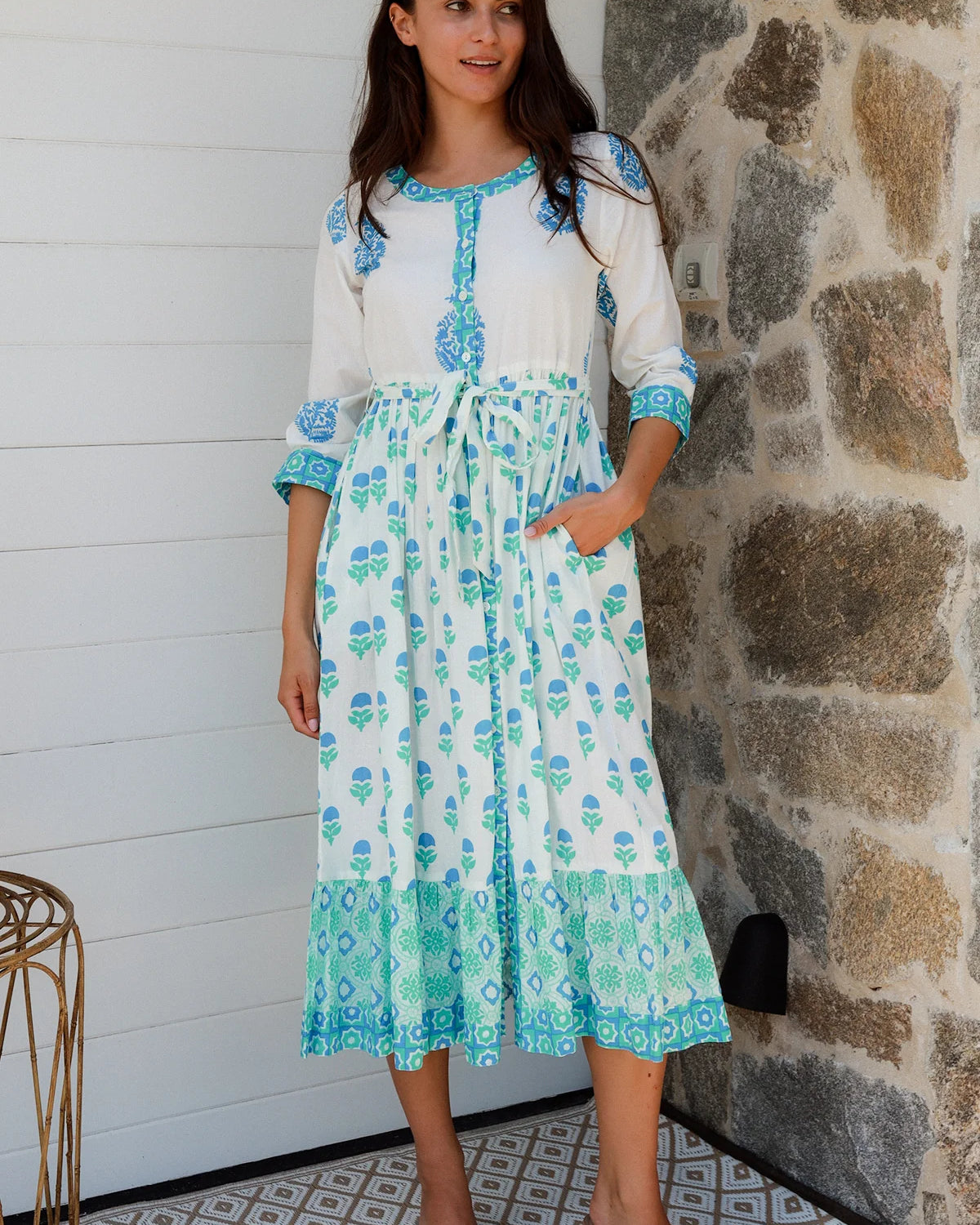 Lokrum Dress Blue Mix Dresses Peacock Feather