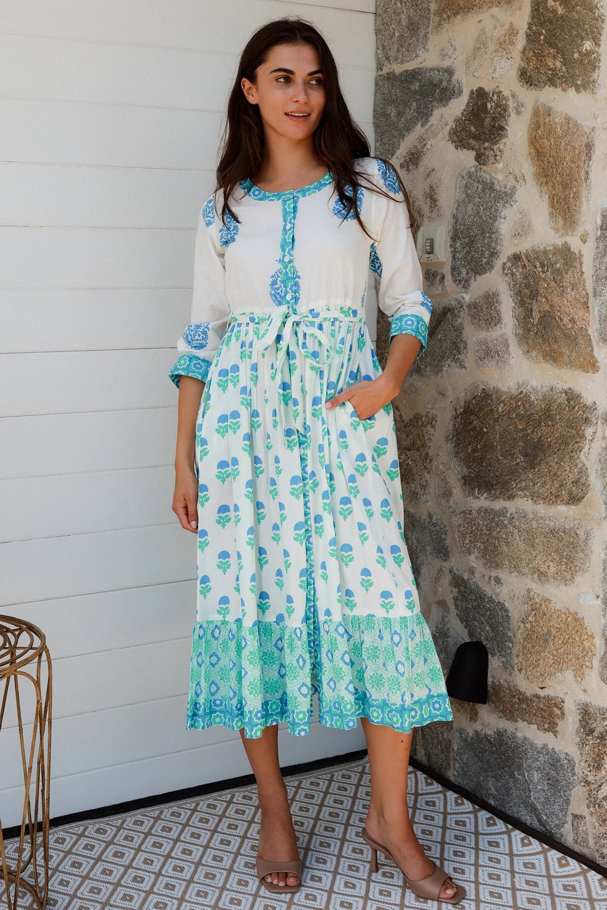 Lokrum Dress Blue Mix Dresses Peacock Feather