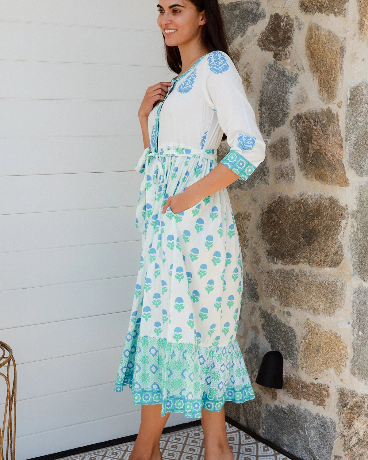 Lokrum Dress Blue Mix Dresses Peacock Feather