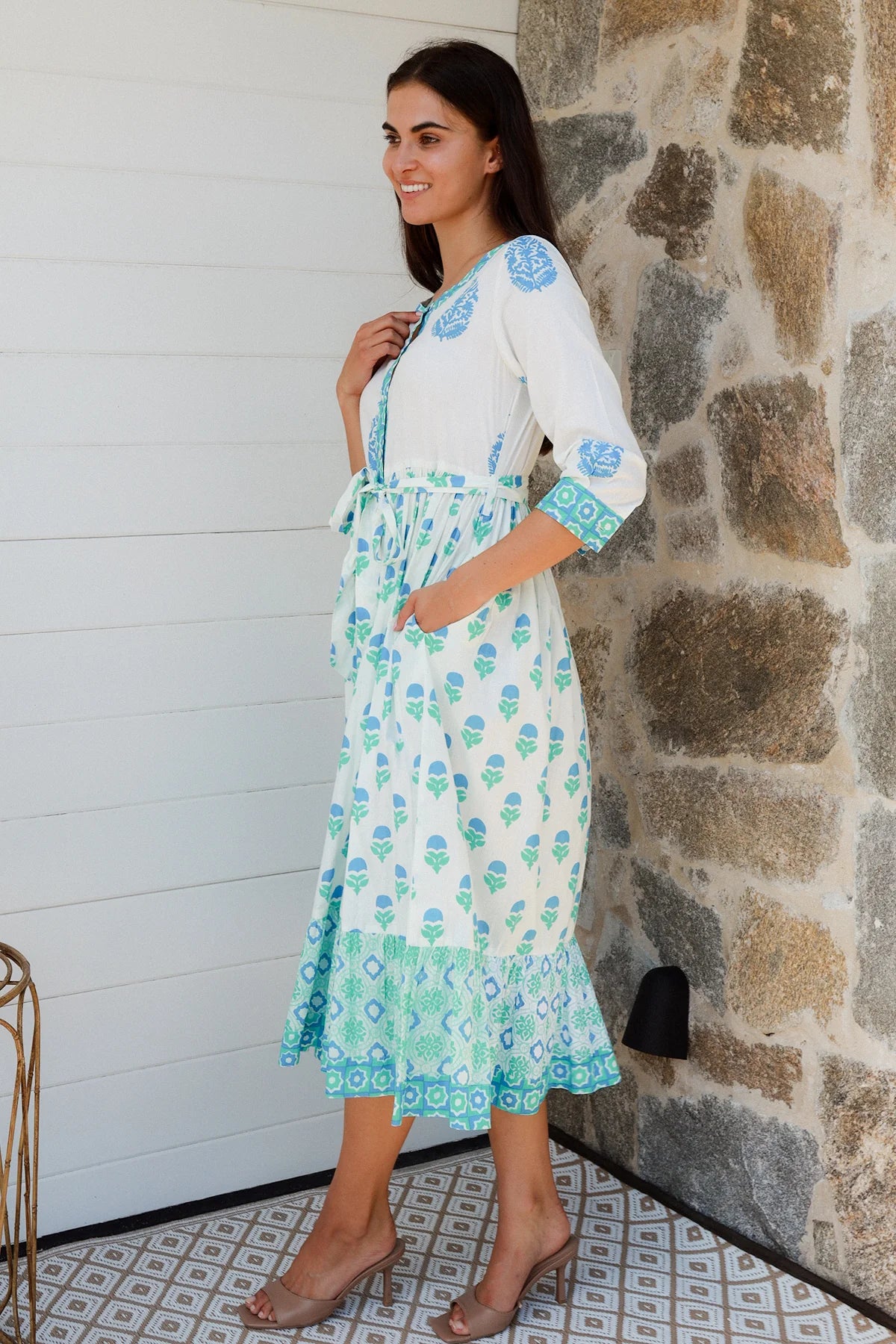 Lokrum Dress Blue Mix Dresses Peacock Feather