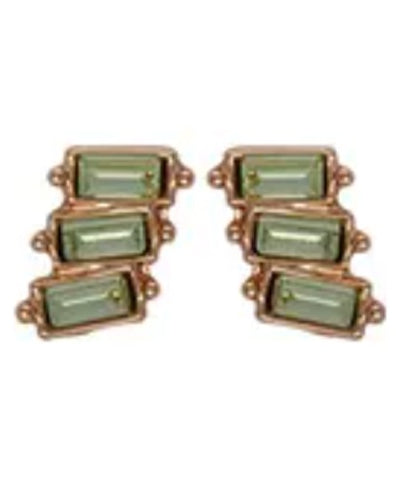 Trio Stack Crystal Earrings Rose Gold Peridot Earrings Fabienne