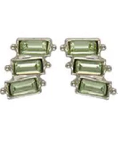 Trio Stack Crystal Earrings Silver Peridot Earrings Fabienne