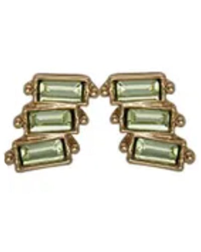 Trio Stack Crystal Earrings Gold Peridot Earrings Fabienne