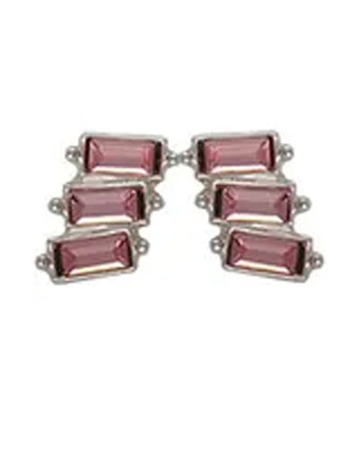 Trio Stack Crystal Earrings Silver Pink Earrings Fabienne