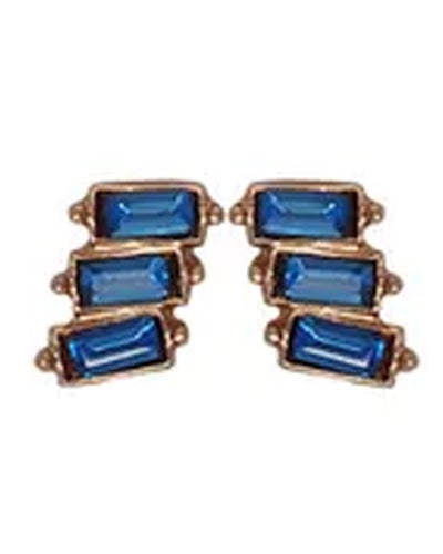 Trio Stack Crystal Earrings Rose Gold Sapphire Earrings Fabienne
