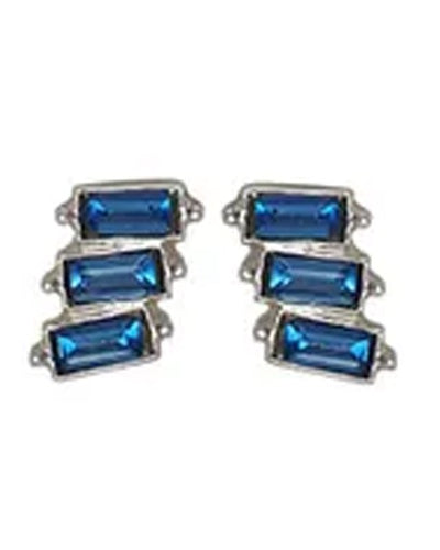 Trio Stack Crystal Earrings Silver Sapphire Earrings Fabienne