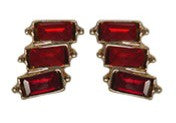Trio Stack Crystal Earrings Gold Siam Earrings Fabienne