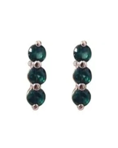 Trio Cz Post Earrings Emerald Rose Gold Earrings Fabienne