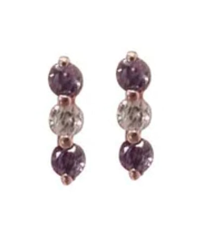 Trio Cz Post Earrings Rose Gold Violet/Clear Earrings Fabienne