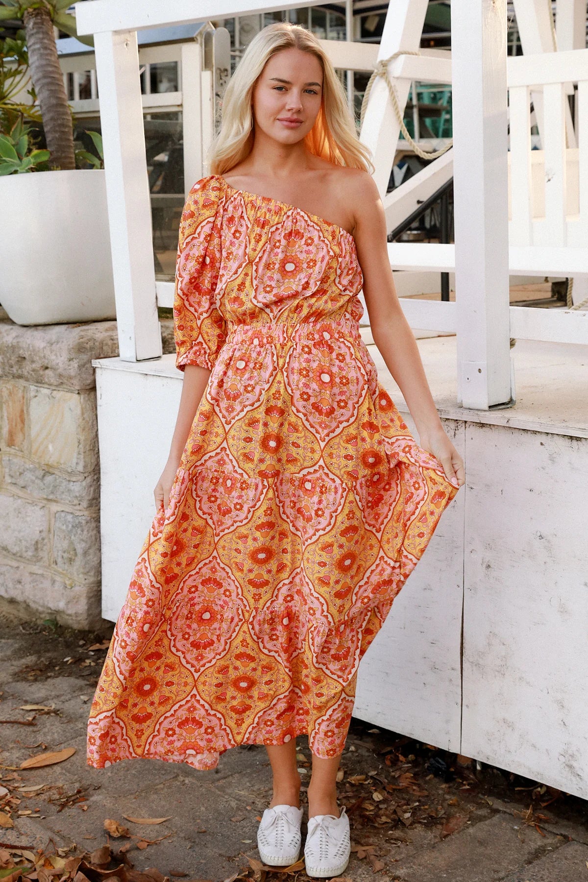 Luisa-Yellow One Shoulder Maxi Dress Dresses DreamCatcher