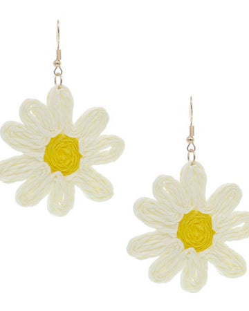 Rattan Flower Drop Earrings White Earrings Sun Accessories