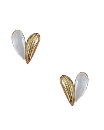 Etched Shell Heart Earrings Earrings Sun Accessories