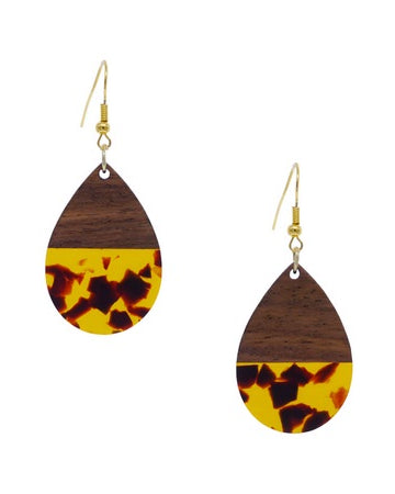 Resin Wood TDrop Earrings Earrings Sun Accessories