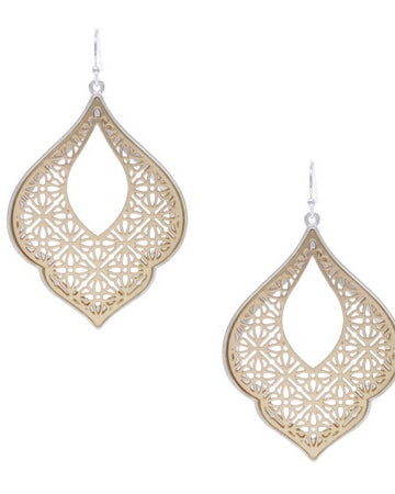 2 Tone Filigree TDrop Earrings Earrings Sun Accessories
