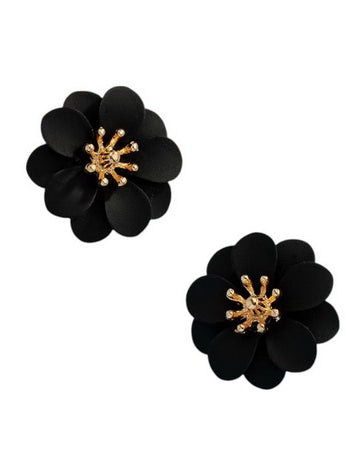 Flower Stud Earrings Black Earrings Sun Accessories
