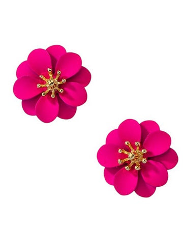 Flower Stud Earrings Reddish Pink Earrings Sun Accessories