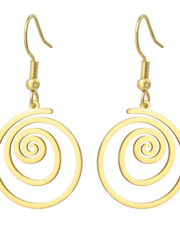 Swirl Disc Drop Earrings Gold Earrings Sun Accessories