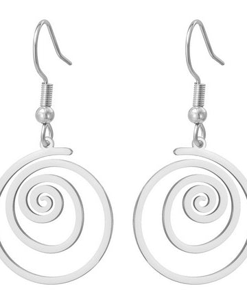 Swirl Disc Drop Earrings Silver Earrings Sun Accessories