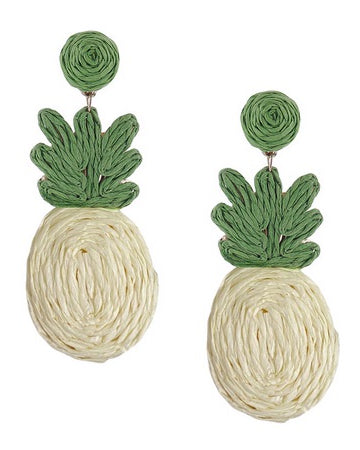 Rattan Pineapple Earrings White Earrings Sun Accessories