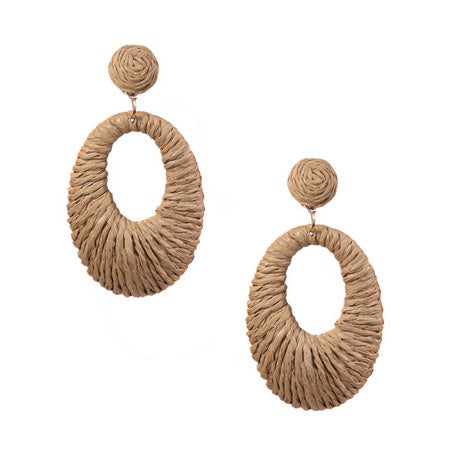 Rattan Flower Earrings Brown Earrings Sun Accessories
