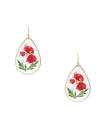 Flower Tear Drop Earrings Red Earrings Sun Accessories