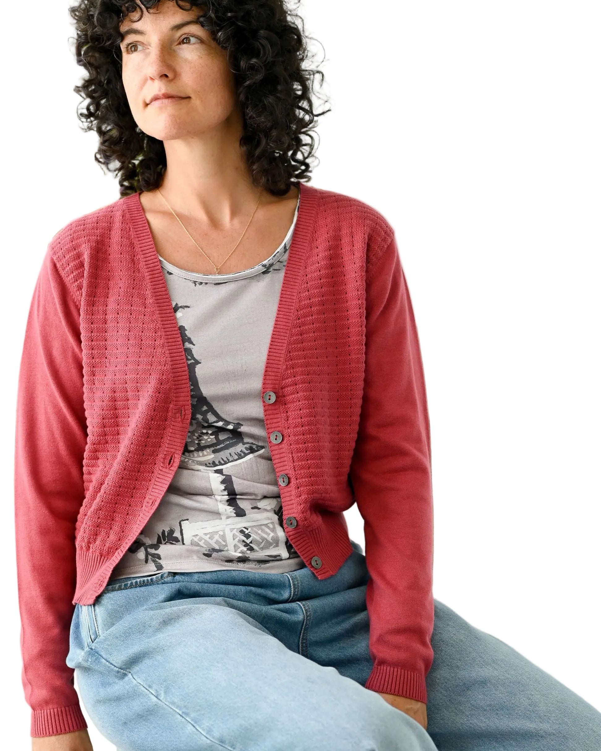 Marin Cardigan Earth Red Tops Lazybones XS/S