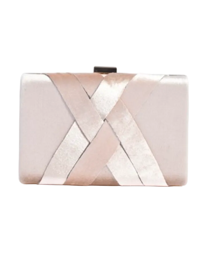 Marjorie Plait Velvet Structured Clutch Nude Bags and Purses Adorne
