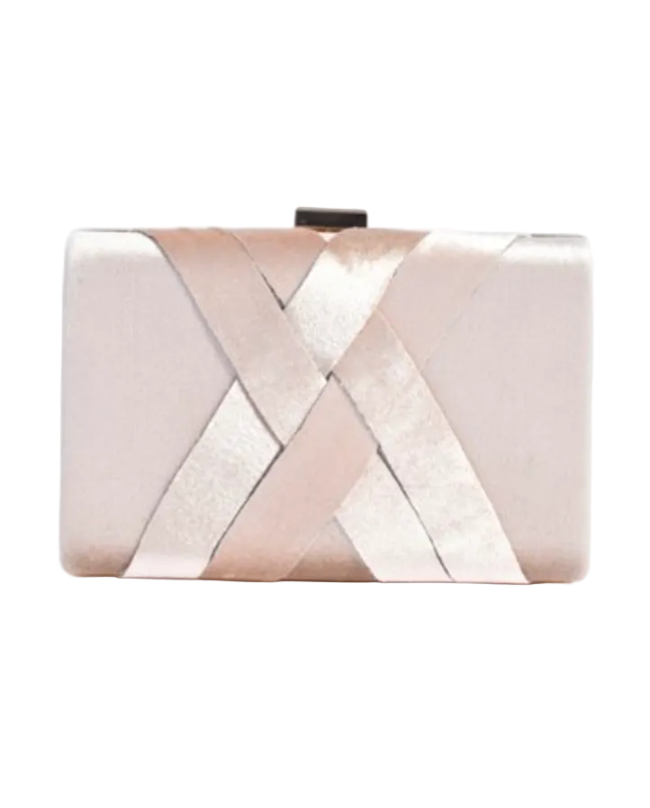 Marjorie Plait Velvet Structured Clutch Nude Bags and Purses Adorne