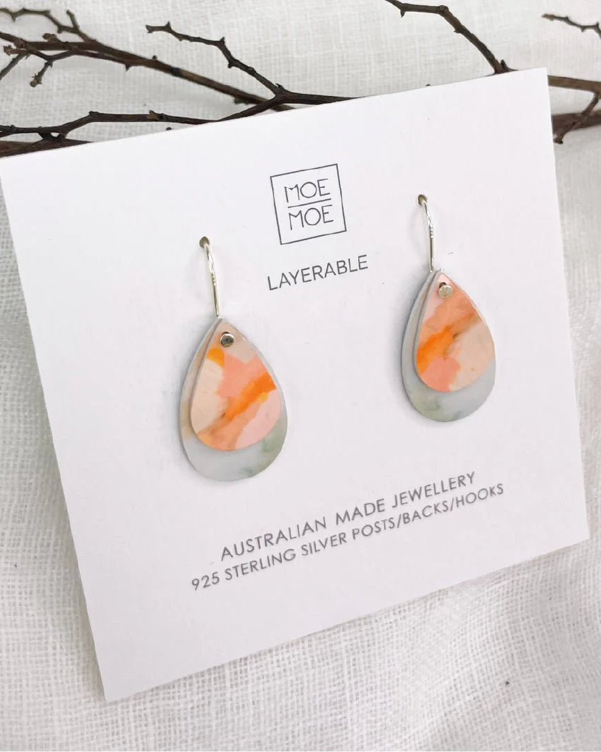 Kiasmin 2 Sunset Double Tear Drop Earrings Earrings Moe Moe