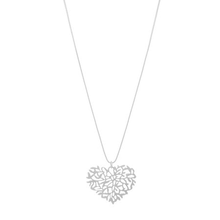 Filigree Heart Pendant Necklce Silver Necklaces Sun Accessories
