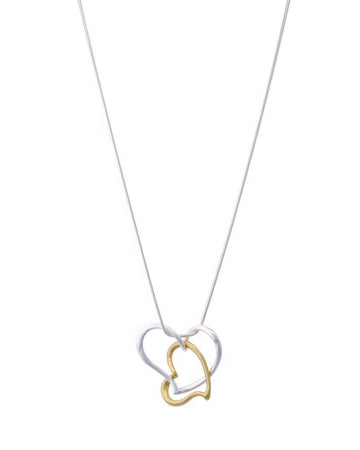 Dual Heart Pendant Necklce Silver Gray Necklaces Sun Accessories