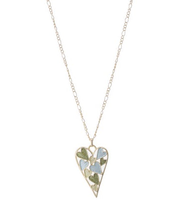 Enamel Heart Pendant Necklace Green Necklaces Sun Accessories