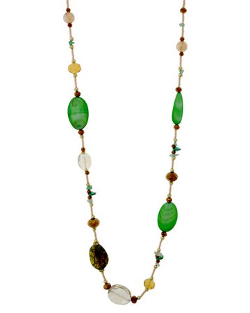 Agate Shell Glass Beaded Necklace Green Necklaces Sun Accessories