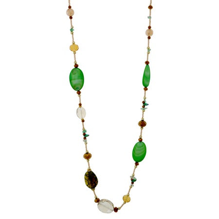 Agate Shell Glass Beaded Necklace Green Necklaces Sun Accessories